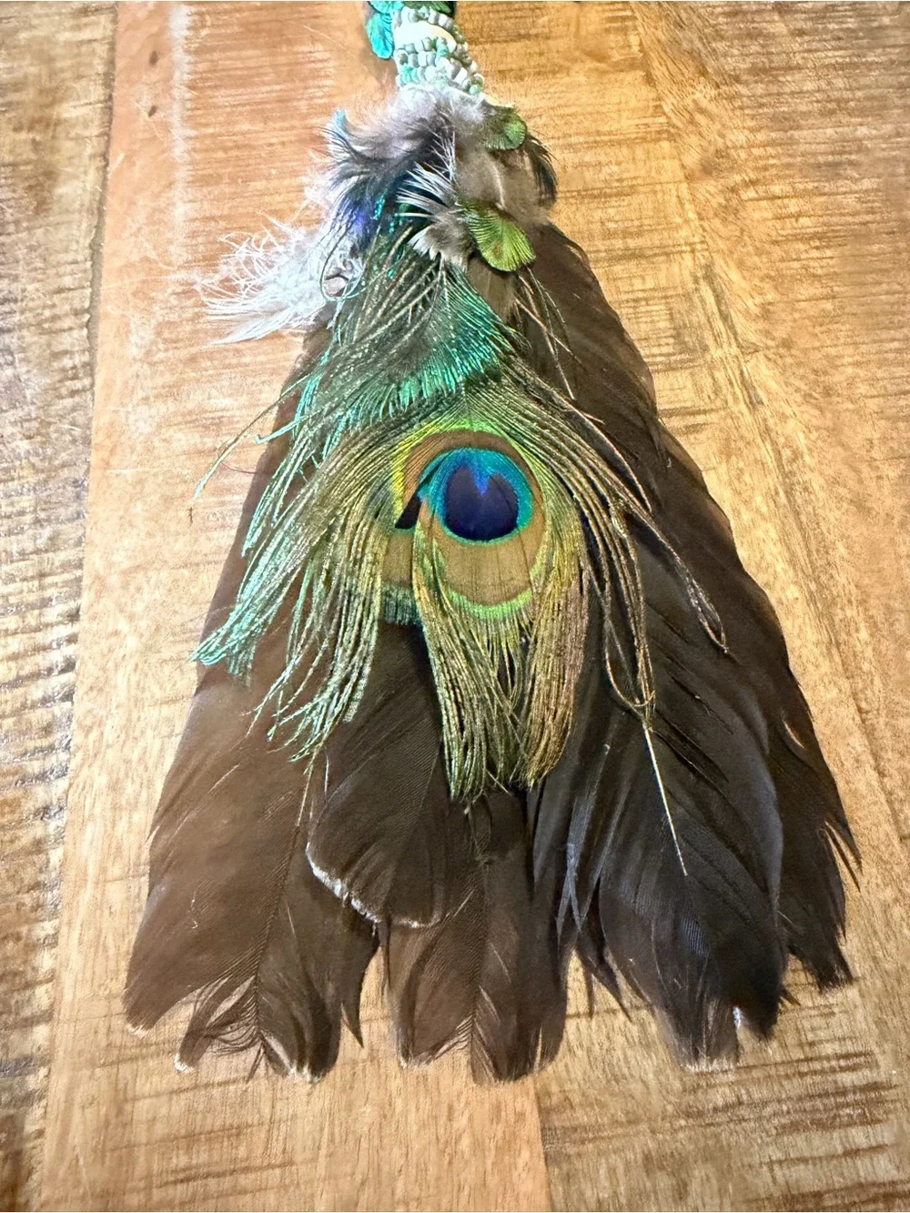 Handmade Beaded Shaman Smudge Feather